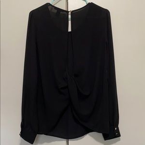 Forever21 twist open back black long sleeve blouse